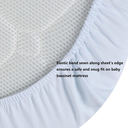 Onacosht 100% Organic Cotton Bassinet Sheets Compatiable with ANGELBLISS Baby Bassinet Bedside Sleeper, 2 Pack Jersey Knit Fitted Sheet for Baby Boy and Girl, Navy and Fog Grey
