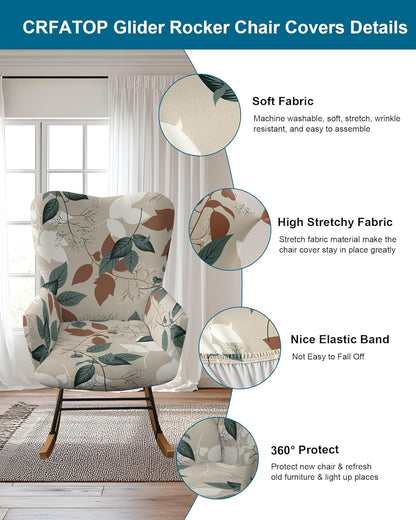 CRFATOP Jacquard 1 PC Nursery Rocking Chair Recliner Covers Upholstered Glider Rocker Banquet Armchair Slipcover Stretch Accent Chairs Furniture Protector for Living Room Bedroom Offices,Green