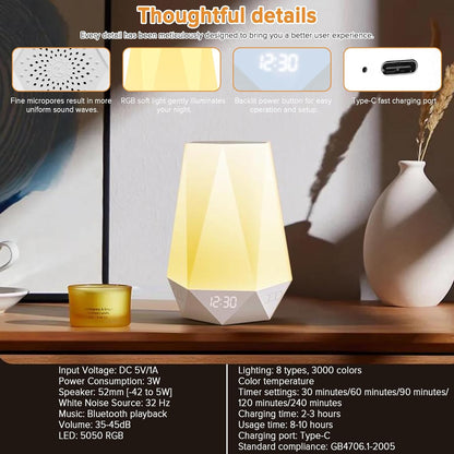 Sleep Sound Machines，White Noise Machine for Baby Sleeping with Night Light, Portable Sound Machine with 32 Soothing Sounds, 8 Night Light Colors, Timer, App Remote Control, Personal Sleep Routine