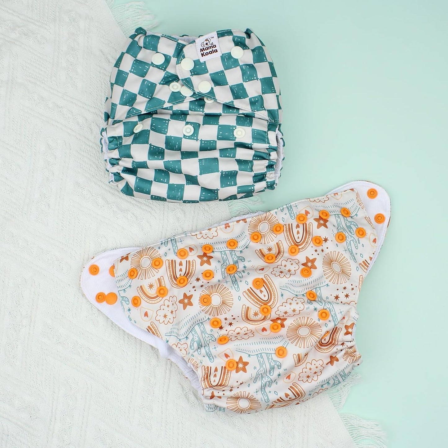 Mama Koala 3.0 Pocket Cloth Diapers for Babies with AWJ Lining, 6 Pack with 6 4-Layer Natural Cloth Diaper Inserts - Reusable and Washable Pocket Diapers(Hardworking Bees) - Colors A