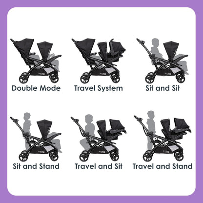 Baby Trend Sit N' Stand® Double 2.0 Stroller, Dash Black