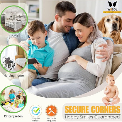 Soft Foam Corner Protectors for Baby, Bed Frame Corner Guards, Sharp Edge Desk Furniture Safety Cover Bumpers for Kids, 3M Adhesive Pre-Taped Rubber Padding Cushion (Black, 12 Pack)