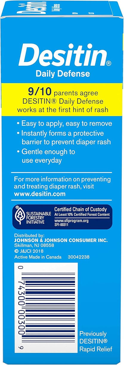 Desitin Daily Defense Baby Diaper Rash Cream with 13% Zinc Oxide Barrier Cream to Treat, Relieve & Prevent diaper rash, Hypoallergenic, Dye-, Phthalate- & Paraben-Free, Travel Size, 2 oz