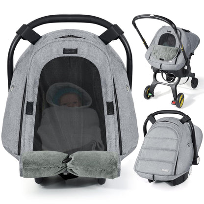Orzbow Car Seat Cover Baby - Waterproof Carseat Cover for Doona Car Seat and Stroller, Breathable Winter Infant Carseat Canopy with Zipper Access, Rain and Wind Proof, Winter Baby Essentials, Black