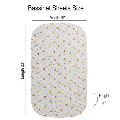 Onacosht Muslin Bassinet Sheets 3 Pack, 100% Cotton Baby Fitted Sheet 33" x 19" Compatible with Mika Micky, KoolaBaby (3 in 1), BabyBond, HARPPA and RICUTON Bedside Bassinet, Green, Floral and Cactus