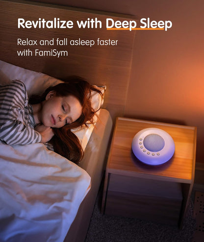 FamiSym White Noise Machine for Kids, Sound Machine Baby with 7 Starry Ambient Night Light, 28 Soothing Sounds Sleep Noise Machine Maker Ideal Gifts for Kids Adults Bedside Travel Nursery