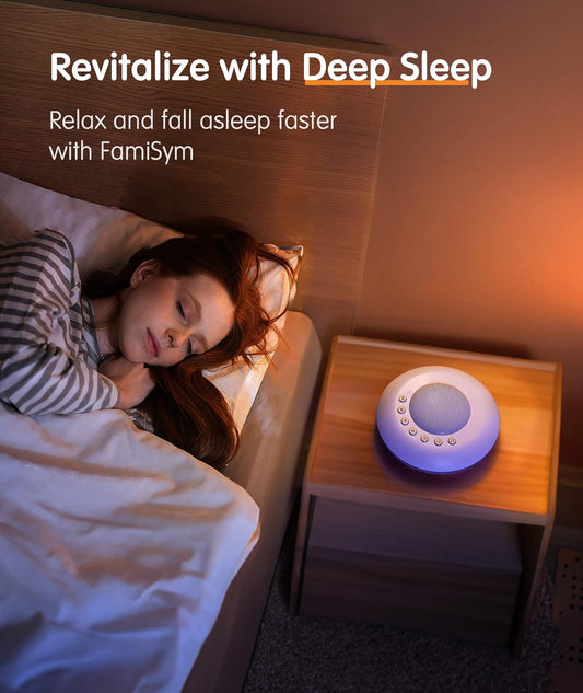 FamiSym White Noise Machine for Kids, Sound Machine Baby with 7 Starry Ambient Night Light, 28 Soothing Sounds Sleep Noise Machine Maker Ideal Gifts for Kids Adults Bedside Travel Nursery