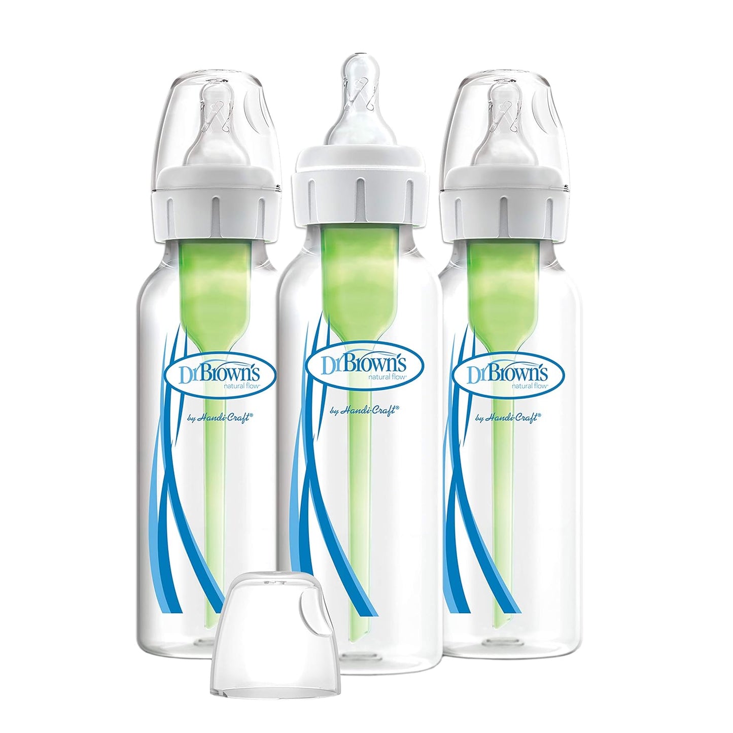 Dr. Brown’s Anti-Colic Options+ Narrow Baby Bottles, 0m+ Level 1 Nipple - Baby Bottle to Reduce Colic (3 Pack), Purple 8 oz