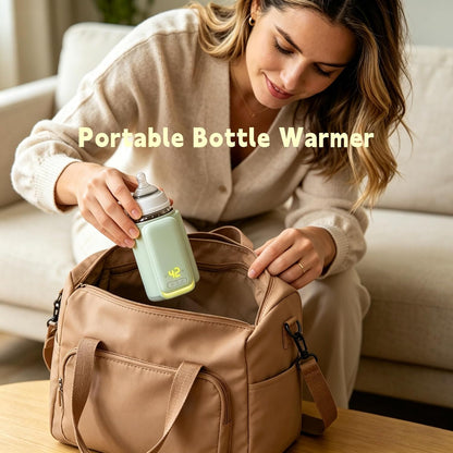 Bottle Warmer on the go for Travel.Portable Baby Bottle Warmer with 6-Level Temperature Display and Night Light Illumination.