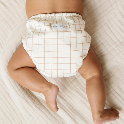 Esembly Cloth Diaper Cover - Reusable Swim Diaper, Waterproof, Breathable - Adjustable Outer Layer Over Absorbent Inner for Blowout Protection - Sea Glass, Size 2 (18-35lbs)