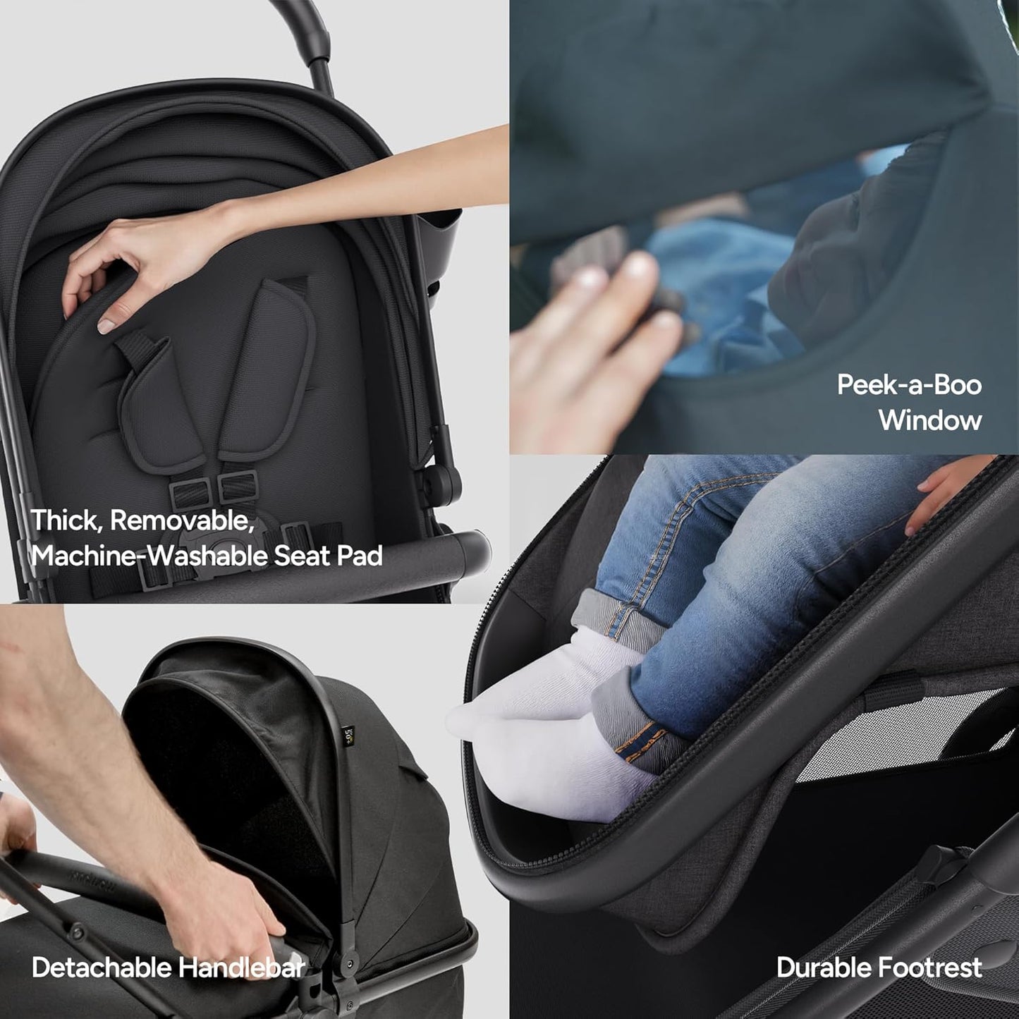Mompush Baby Stroller, Convertible 2-in-1 with Bassinet Option, Infant Car Seat Compatible, Includes Adapter - Sturdy Full-Size Infant Stroller for Family Adventures