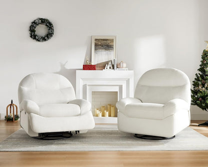 VANOMi Power Recliner Chair with USB & Type-C Charging, 270° Swivel Glider Rocker, Electric Nursery Recliner for Living Room, Bedroom, and Office, White