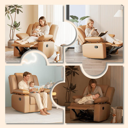 AILEEKISS Nursery Glider Recliner Chair with Adjustable Armrests, Swivel Rocking Recliner for Breastfeeding Moms, 360° Swivel, 30° Rocking, 90°-160° Recline, Easy-Clean Nursery Chair(White)