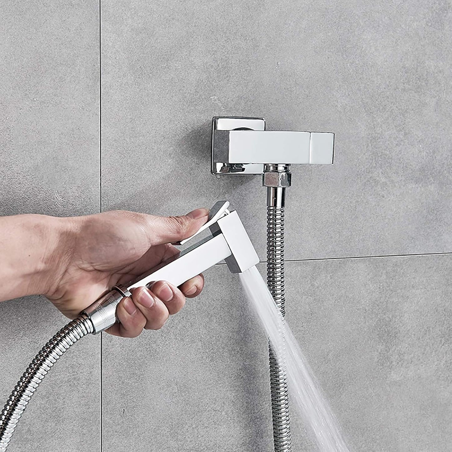 Handheld Bidet Sprayer for Toilet with Single Cold Water, Wall Mounted Bathroom Cloth Diaper Set Brass Kit for Pet Bathing, Personal Hygiene,Brushed Nickel(Chrome)