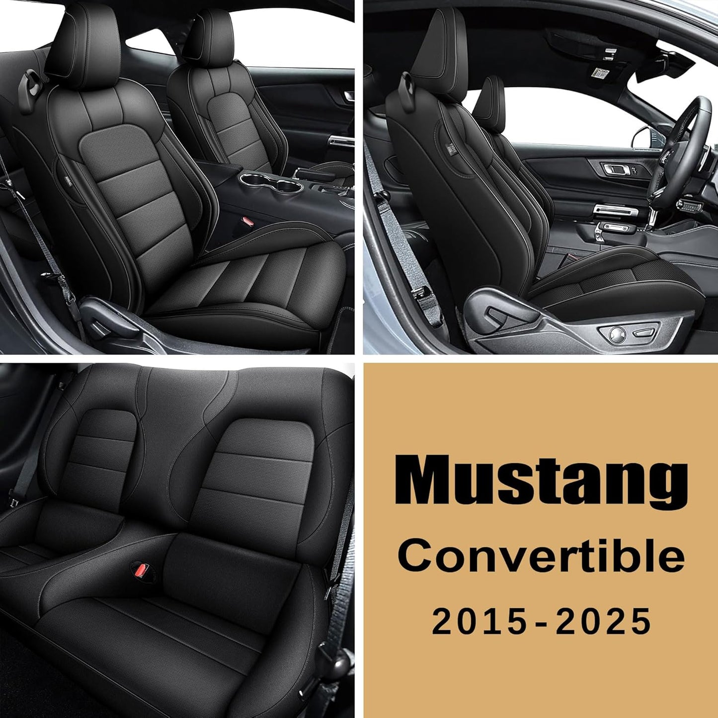 AOMSAZTO Seat Covers for Ford Mustang Coupe 2015 2016 2017 2018 2019 2020 2021 2022 2023 2024 2025 2026, Custom Fit Full Set Faux Leather (New Red)