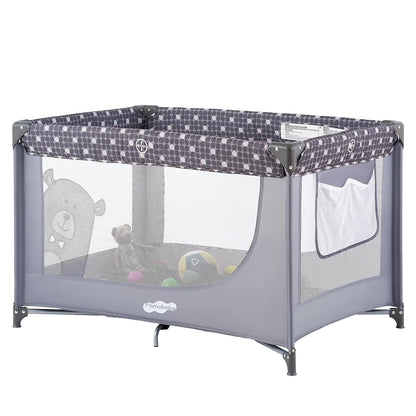 Pamo Babe Compact Pack and Play - Portable Crib for Baby, Lightweight Foldable Travel Playard with Mattress Pad & Carry Bag, Safe Breathable Travel Bed for Home, Trips & Family Visits, Black