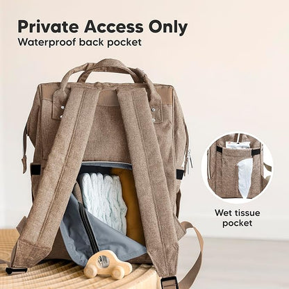 KeaBabies Baby Diaper Bag Backpack - Large Baby Bag for Boys, Girls, Waterproof Multi Function Travel Diaper Backpack with Changing Pad, Durable Travel Essentials for Moms and Dads (Coffee Brown)