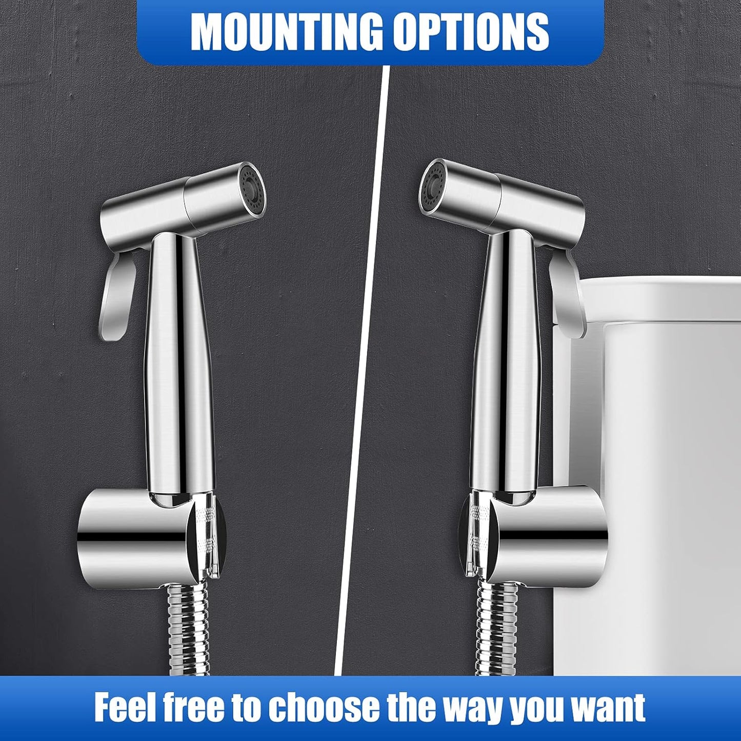 ORANGEHOME Bidet Toilet Sprayer Kit, Handheld Stainless Steel Baby Diaper Cloth Washer and Full Pressure Leakproof Pet Shower Sprayer