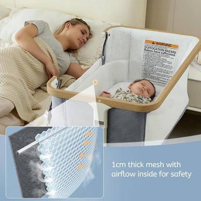 VaVaSoo Electric Rocking Bassinet for Baby Automatic Bedside Sleeper Rocks Itself 3 Speeds Auto Rolling Newborn Cradle 5 Height Adjustable with Music, Wheels, Storage, Dark Grey