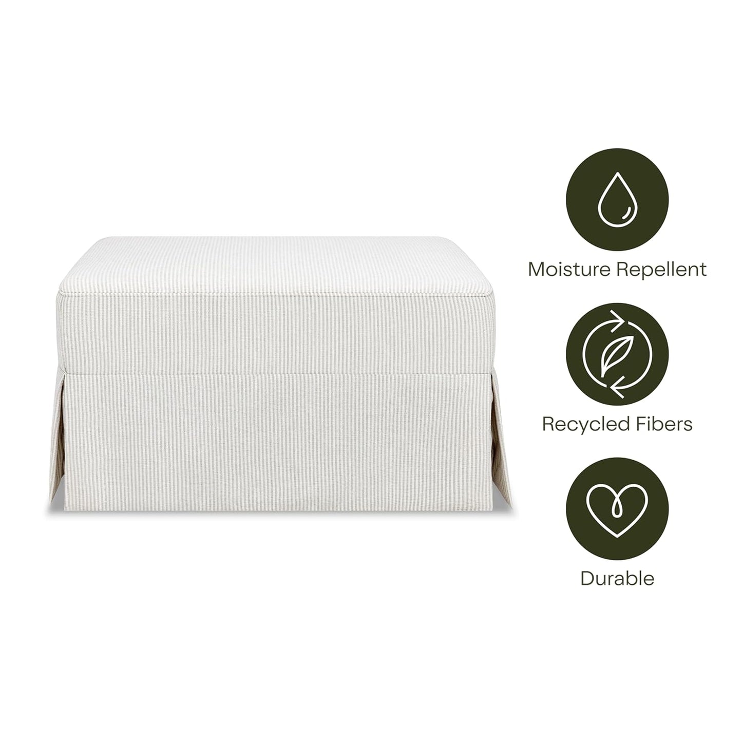 Namesake Crawford Gliding Ottoman in Blue Gingham, Greenguard Gold & CertiPUR-US Certified