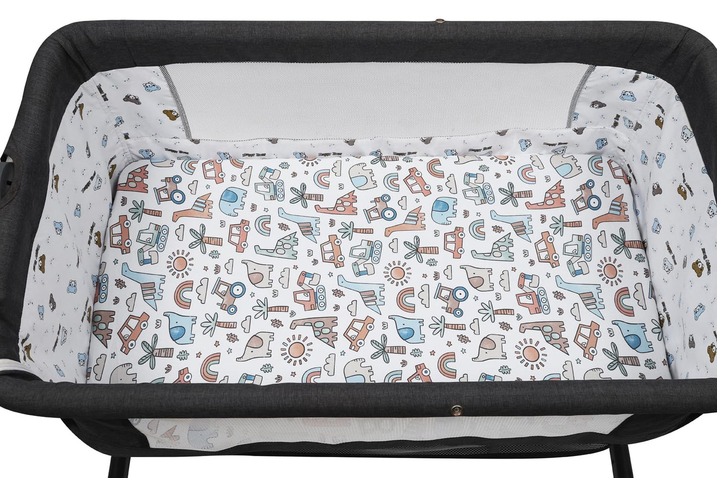 Bassinet Sheet Set 2 Pack Snug Fitted Bedside Sleeper Bassinet Sheets, Stretchy Ultra Soft, Unisex Boy Girl, Light Blue & Dinosaur