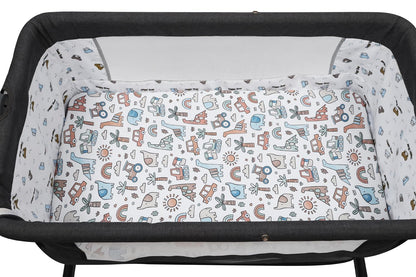 Bassinet Sheet Set 2 Pack Snug Fitted Bedside Sleeper Bassinet Sheets, Stretchy Ultra Soft, Unisex Boy Girl, Light Blue & Dinosaur
