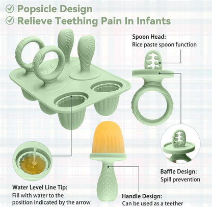 Silicone Toddlers Popsicle Molds with Sticks, 2Packs Mini Popsicles Molds for Baby Breastmilk Popsicle Molds for Teething Relief, Frozen Treats Maker Popsicle Maker Ice Pop Mold for Babies Kids