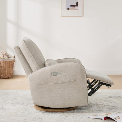 CHITA Power Nursery Glider Recliner Chair, Electric Swivel Rocker Recliner for Adults, Rocking Chair with Removable Lumbar Pillow for Living Room, FSC Certified, Fabric in Linen