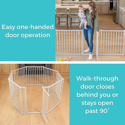 Toddleroo by North States - 3 In 1 Metal Superyard Baby Play Yard: 8 Panel Playpen, Gate, or Extra Wide Fence - Encloses Up to 19 Square Feet - 30 Inches Tall - Taupe