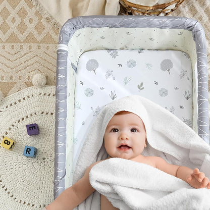 4 Pack Baby Bassinet Sheets - 35"x20" Bedside Bassinet Sheets for Newton, Ezebaby, AMKE & Other Large Bedside Sleeper | Ultra Soft & Skin Friendly Bassinet Fitted Sheets for Boys Girls