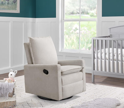 Oxford Baby Uptown Upholstered Glider Recliner Rocking Chair 360° Swivel for Nursery and Living Room - Boucle White