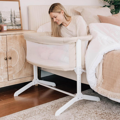 Baby Delight Beside Me Serenity Bassinet | Lightweight Bedside Sleeper & Baby Bassinet | 7-Position Height Adjustment | 100% GOTS Certified Organic Cotton Fabric | Organic Sage