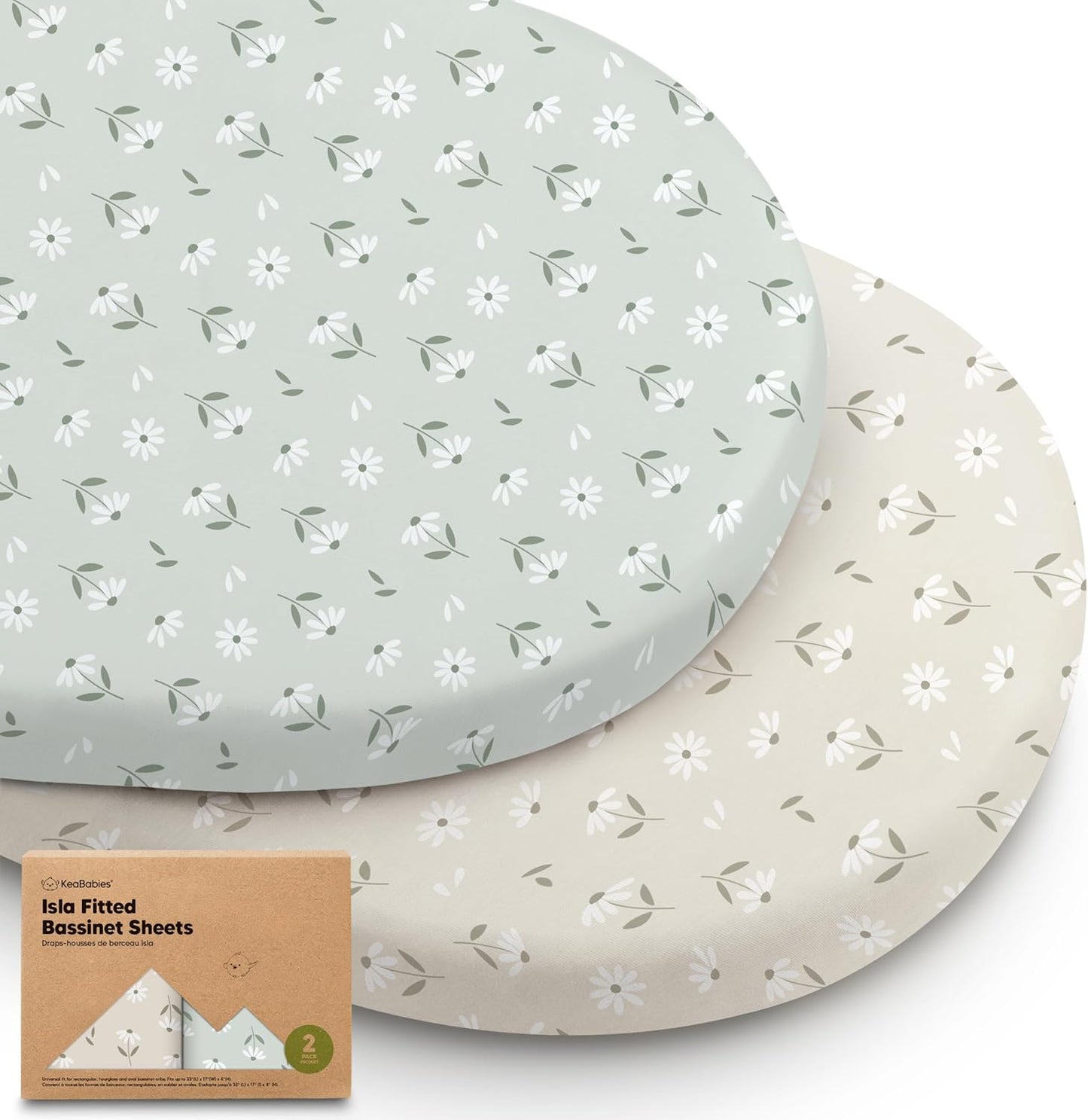 2-Pack Baby Bassinet Sheets Girl, Boy - 33x17 Viscose Derived from Bamboo Bedside Mattress Fitted Bassinet Sheets, Compatible with Halo Bassinest Swivel Sleeper, Baby Delight, Graco (Pecan)