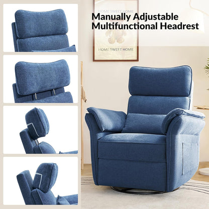 HULALA HOME Nursery Glider Recliner with Adjustable Headrest and Armrests, Power Swivel Rocker Recliner Chair with USB Port and Storage Bags, GREENGARD, FSC, CertiPUR-US® Certified, Beige