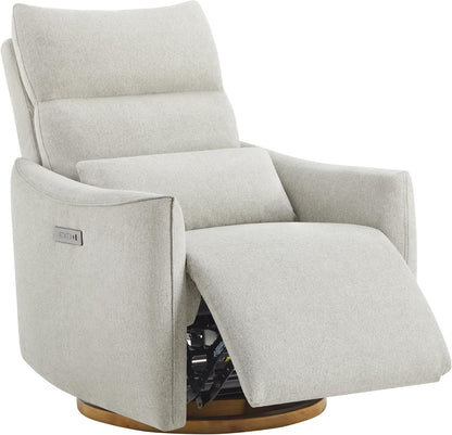 CHITA Swivel Rocker Recliner Chair, Power Nursery Glider Recliner, Nursery Rocking Chair with Adjustable Power Headrest, FSC Certified, Solid Wood Base, Moss Green