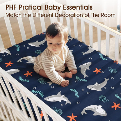PHF 3 Pack Soft Mini Crib Sheets, Floral & Animal Pack N Play Sheets for Baby Boys Girls, No Slip Universal Fit for Pack N Play, Playard, Portable and Mini Crib Mattresses,Floral & Animal