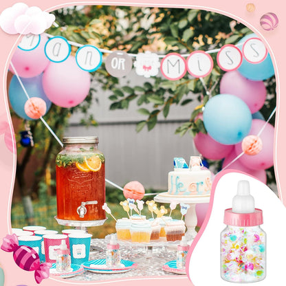 36 Pcs 3.5 Inch Baby Bottle Shower Favor Mini Plastic Candy Bottle Clear Bottles for Baby Shower Mini Feeding Candy Box for Party Favor Gift Decor(Blue)