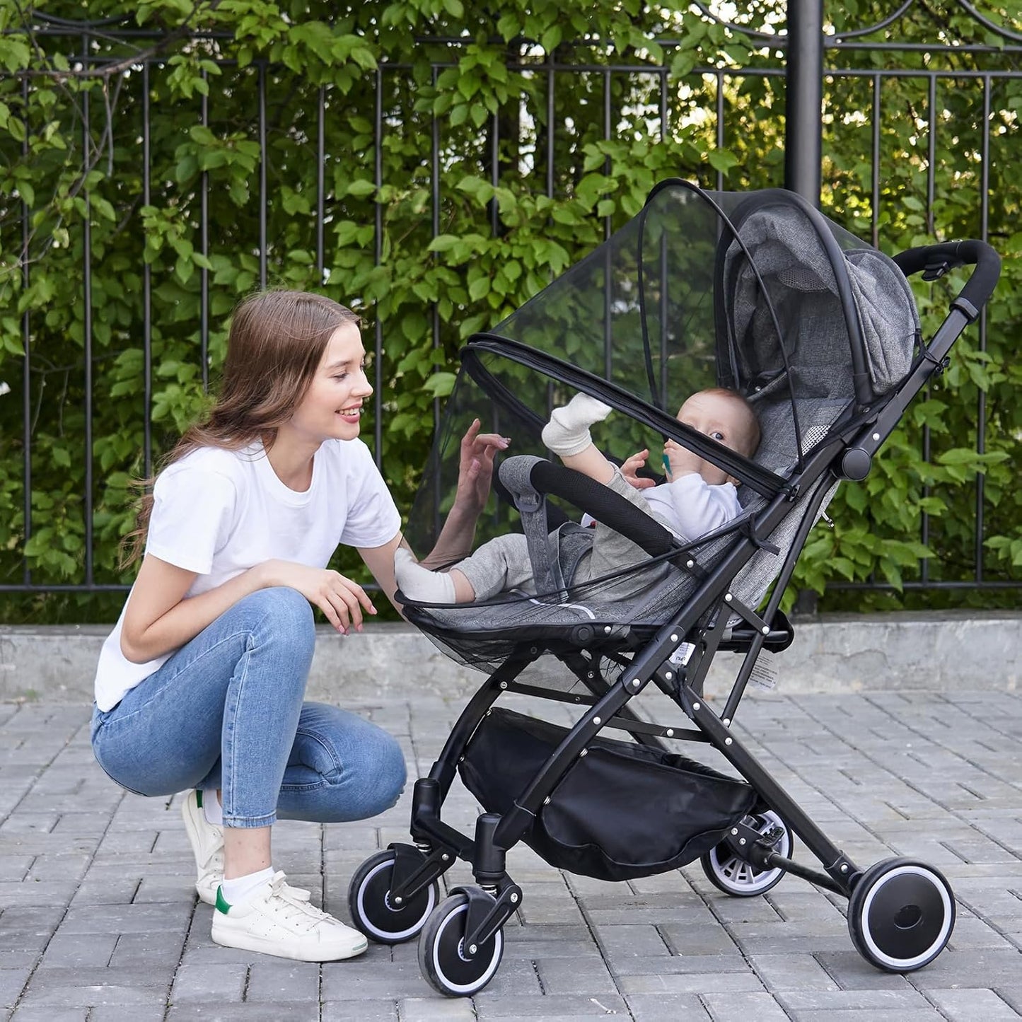 DUOMI 2-in-1 Stroller Sun Shade and Mosquito Net Cover - Universal Breathable Baby Cover With Two-Way Zipper for Extender