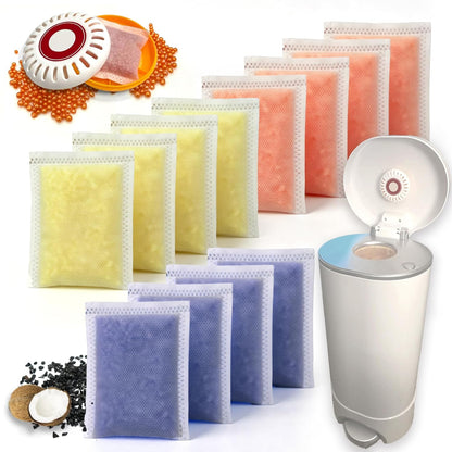 PurifyLogix 12 PCS Odor Remover Refills for Puck Baking Soda Cartridge, Diaper Pail Odor Eliminates for Munchkin Step and Pail Diaper Pails(4* Lavender + 4* Lemon+4* Grapefruit) (for 3.5" Cartridge)