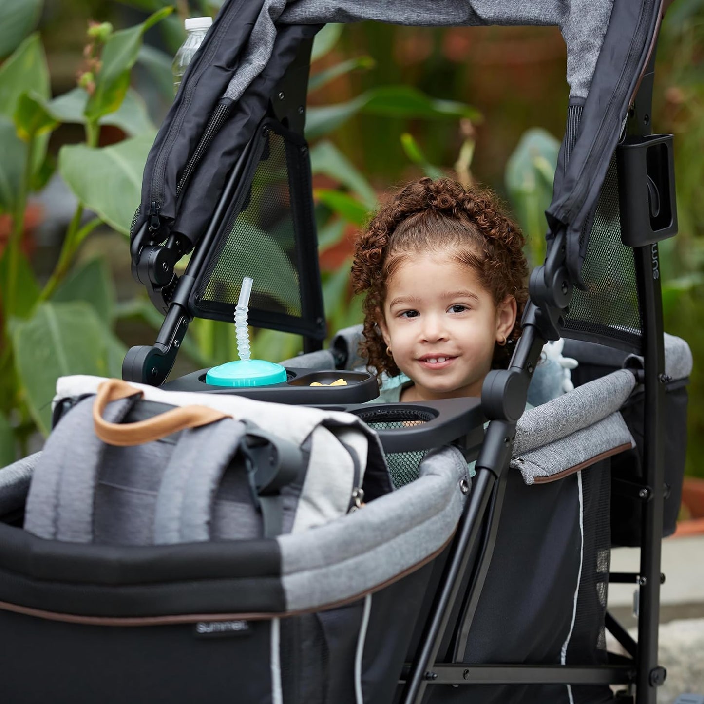 Ingenuity 3Dlite Wagon Convenience Lightweight Stroller for Infants, Accommodates up to 50 Pounds and Holds 2 Children, Black/Gray