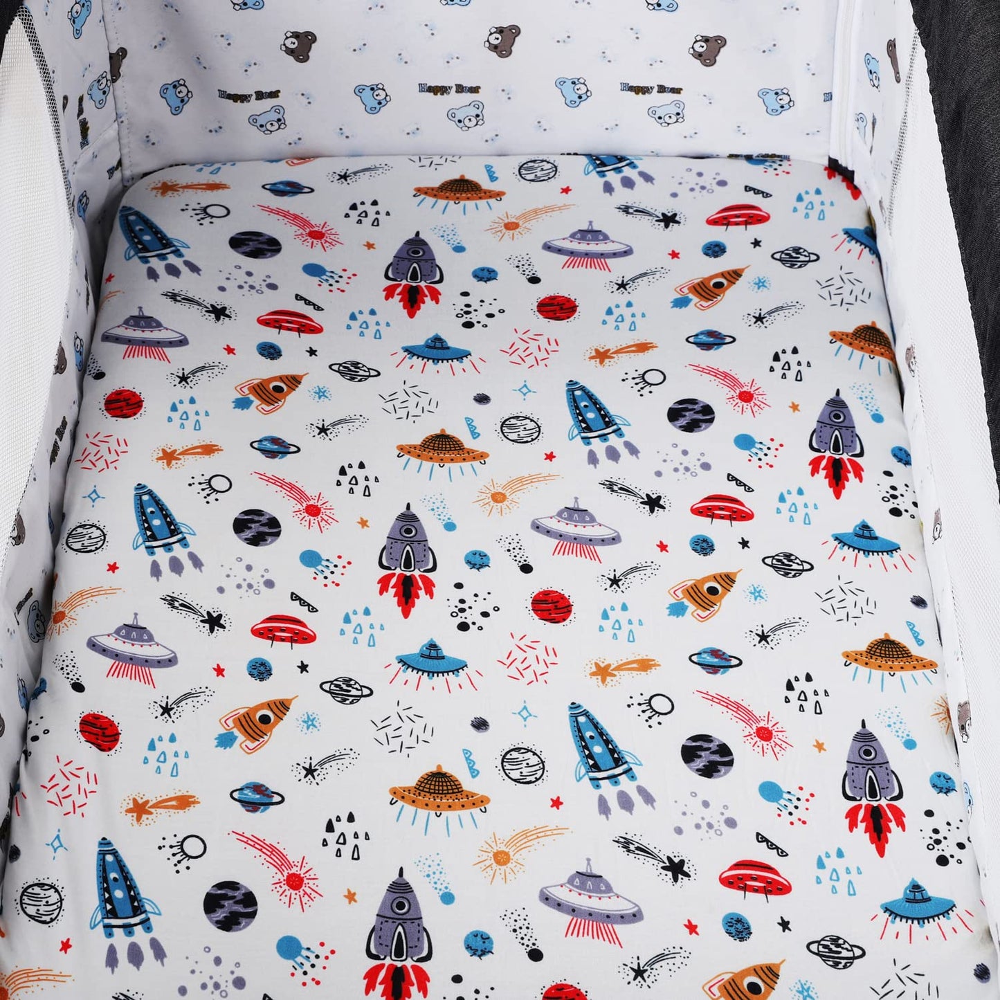 Bassinet Sheet Set 2 Pack Snug Fitted Bedside Sleeper Bassinet Sheets, Stretchy Ultra Soft, Unisex Boy Girl, Light Blue & Dinosaur