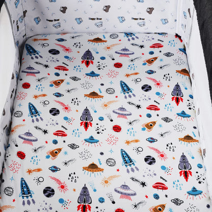 Bassinet Sheet Set 2 Pack Snug Fitted Bedside Sleeper Bassinet Sheets, Stretchy Ultra Soft, Unisex Boy Girl, Light Blue & Dinosaur