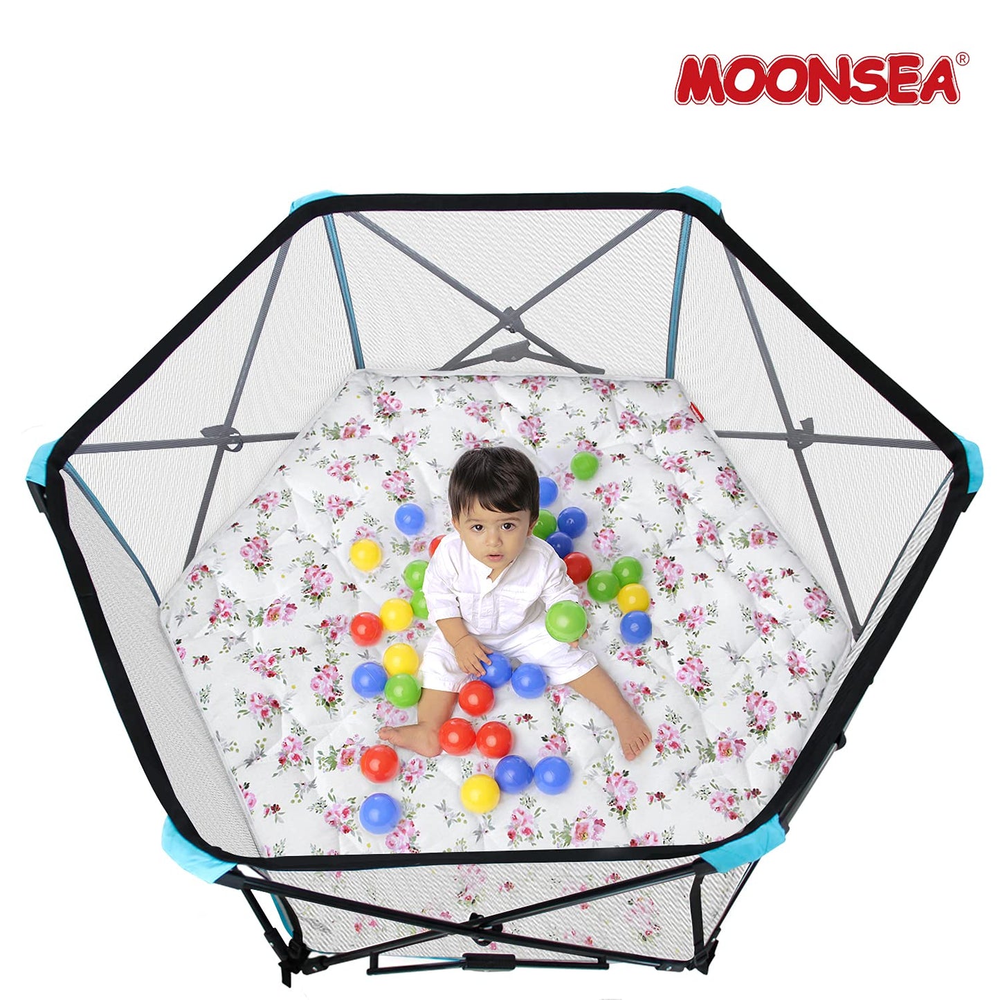 Octagon Playpen Mat Grey, Non Slip 8 Panel Playpen Mattress Mat Fits Regalo Extra Large Play Yard and hiccapop XL 69" Baby Playpen, Grey Star Octagon Playard Pad