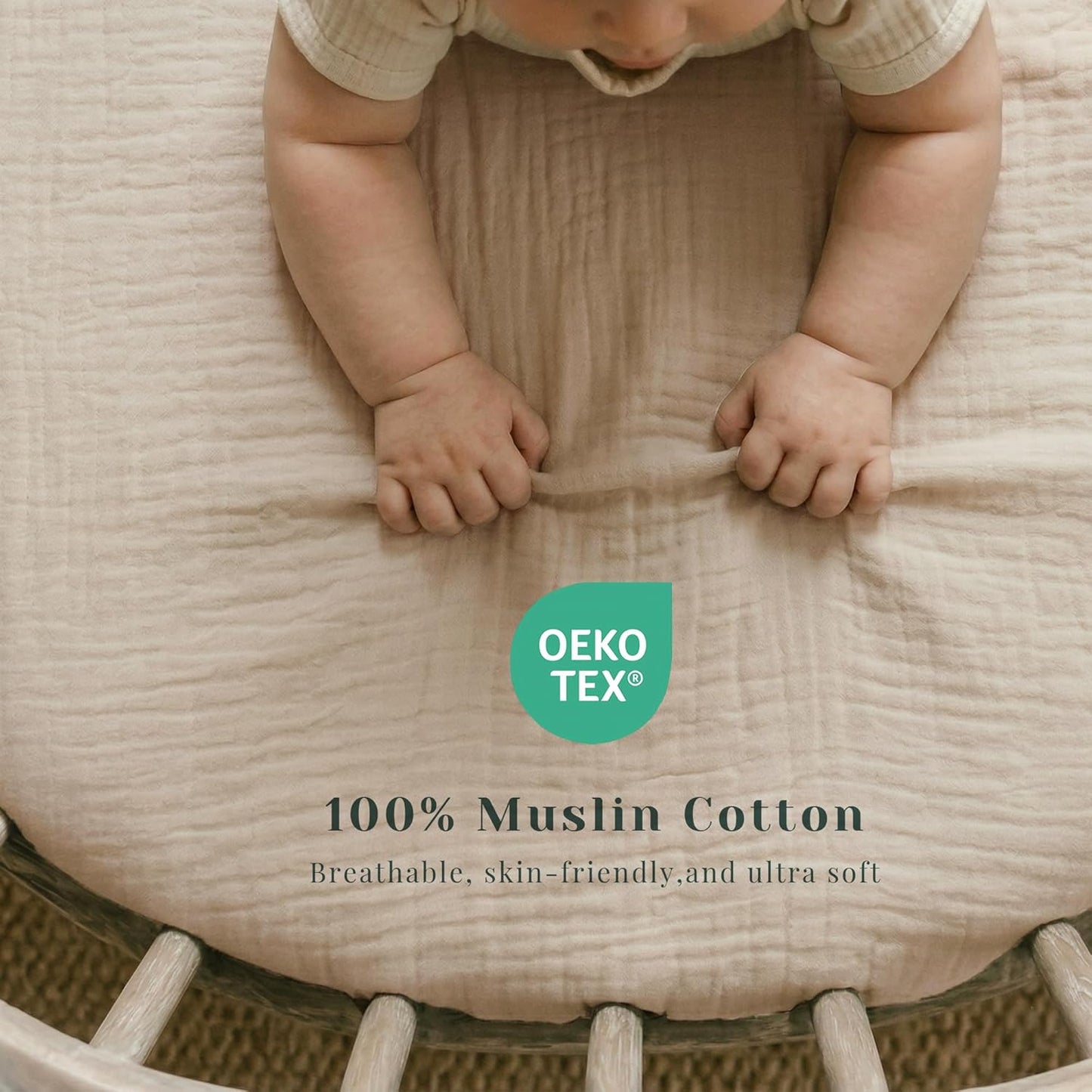 Muslin Bedside Sleeper Bassinet Fitted Sheets, 3 Pack Cotton Baby Sheet for Boys & Girls, Soft, Compatible with Baby Delight, Dream On Me, AMKE and Other Rectangle Mattress (Nightfall Blue)