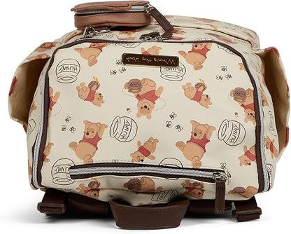 Disney Diaper Bag Backpack with Changing Pad Winnie the Pooh – 16” Nylon Baby Bag for Parents, Insulated Bottle Holders, Multiple Storage Pockets