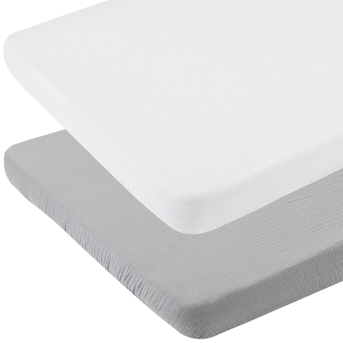 Onacosht Muslin Bassinet Sheets 33" x 19" Compatible with Mika Micky, KoolaBaby (3 in 1), BabyBond, HARPPA and RICUTON Bedside Bassinet, 2 Pack for Baby Boy and Girl, Natural and Rainbow