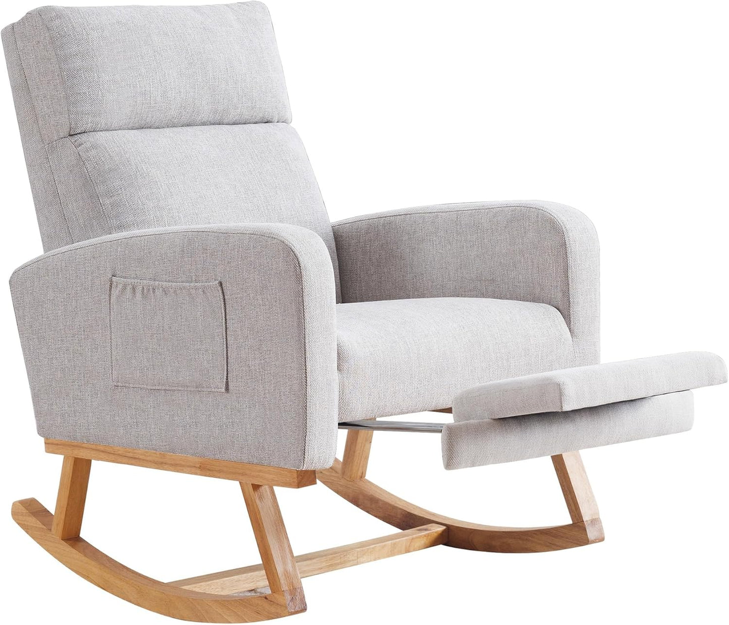 HCHAIRH Rocking Chair Nursery, Nursing Rocking Chairs with Foot Rest for Mom Nursery, Glider Rocker Chair with Footrest and High Backrest for Living Room, Bedroom, Beige