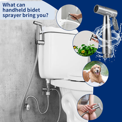 Brushed Gold Bidet Sprayer Head Only, Stainless Steel Brass Hand Bidet Sprayer with Adjustable Water Pressure Control for Baby Cloth Diaper & Bathroom & Pet Shower