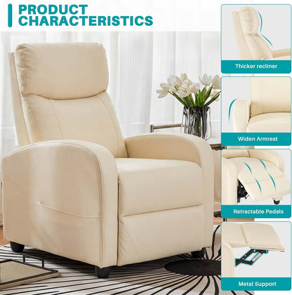Sweetcrispy Recliner Chair, 360 Swivel Rocker Chair for Adults, Glider Rocker Recliners, Nursery Chairs for Living Room, High Back, Upholstered Deep Seat, Classical Brown