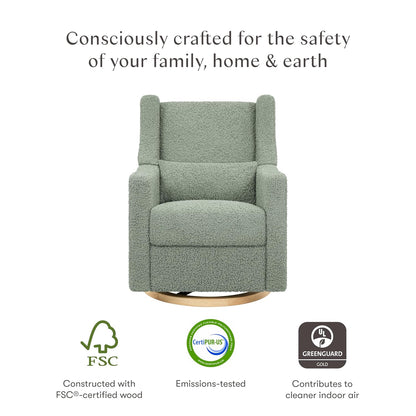 Kiwi Glider Recliner w/Electronic Control and USB | in Almond Teddy Loop w/Light Wood Base, Greenguard Gold Certified